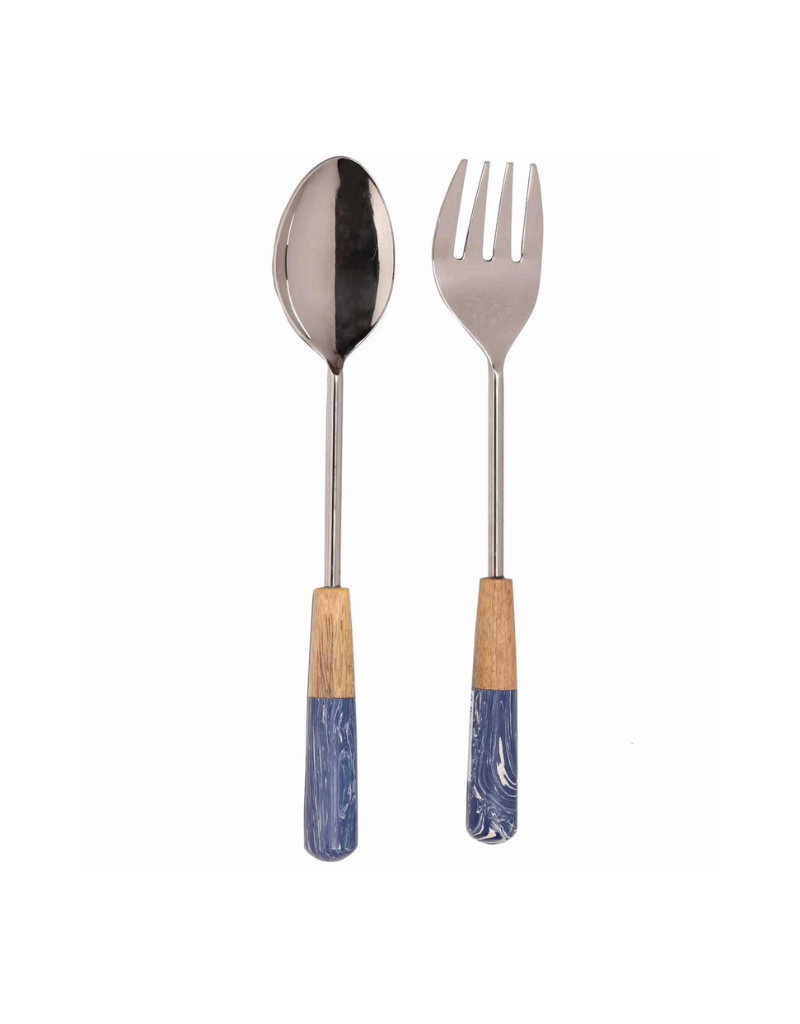 Stainless Steel Blue Stone Salad Servers