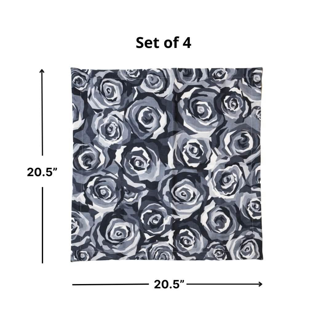 Elizabeth Sutton Collection: Grayscale Roses Faux Linen Napkin Set