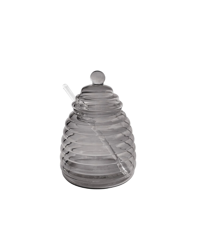 Grey Hive Glass Honey Dish with Spoon