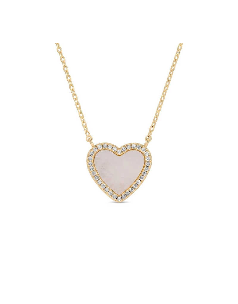 My Heart Is Yours Shell Pave Heart Necklace