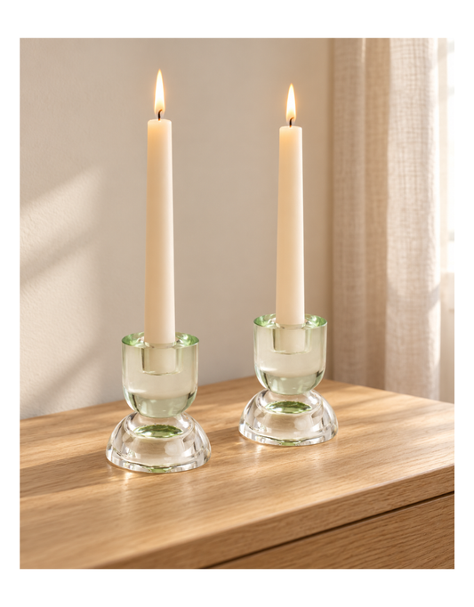 Clear & Green Serenity Two Tone Candle Holder/Tealight Set