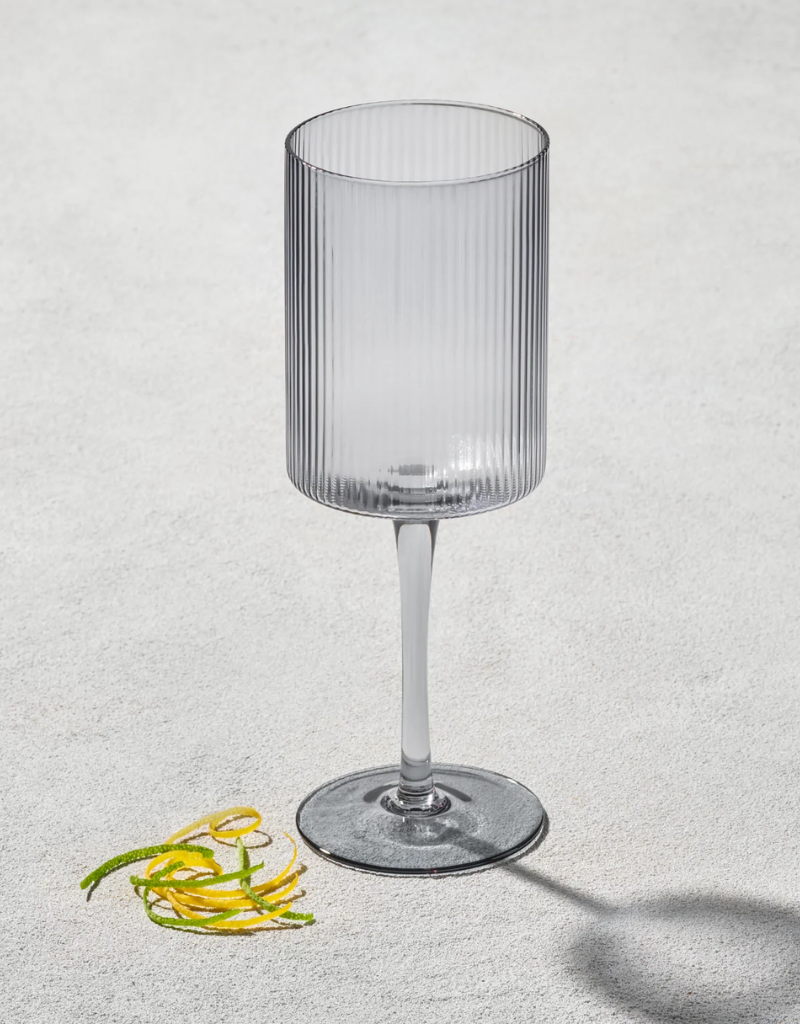 Set of 6 Vikko - Malibu Ribbed Wine Glass / Smoke 17 Oz