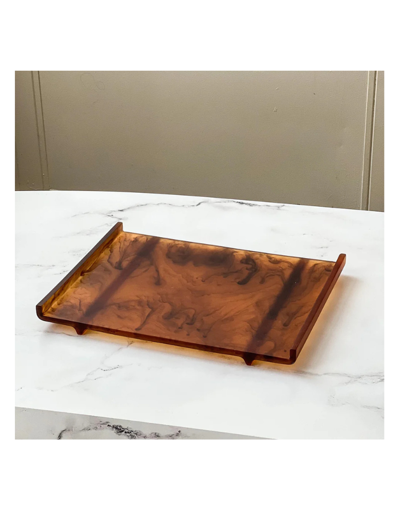 Resin Matte Swirl Tray - Rolled Edge
