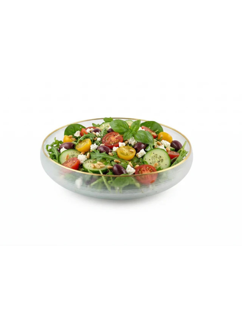 Curved Glass Bowl with Gold Rim