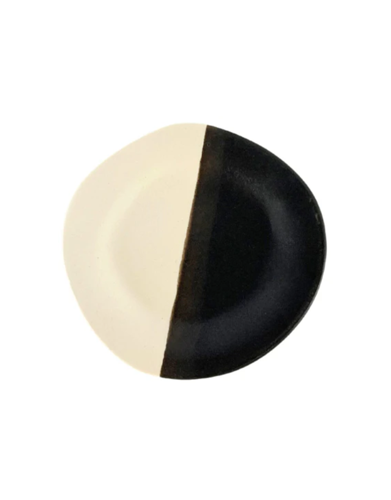 6" Footed Bowl - Charcoal & Matte White Duo