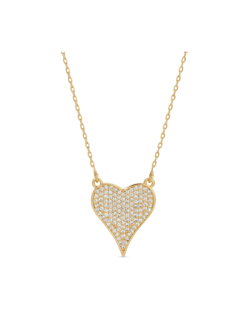 Pave Heart Gold Necklace