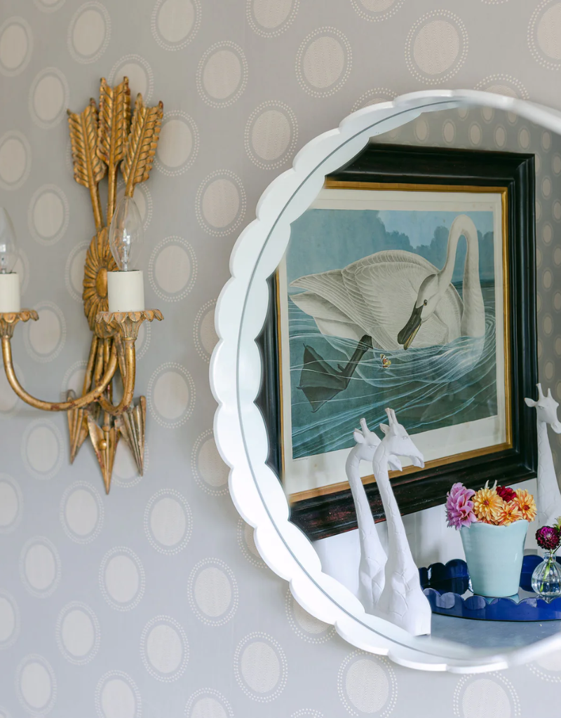 20x20 Round Mirror - White