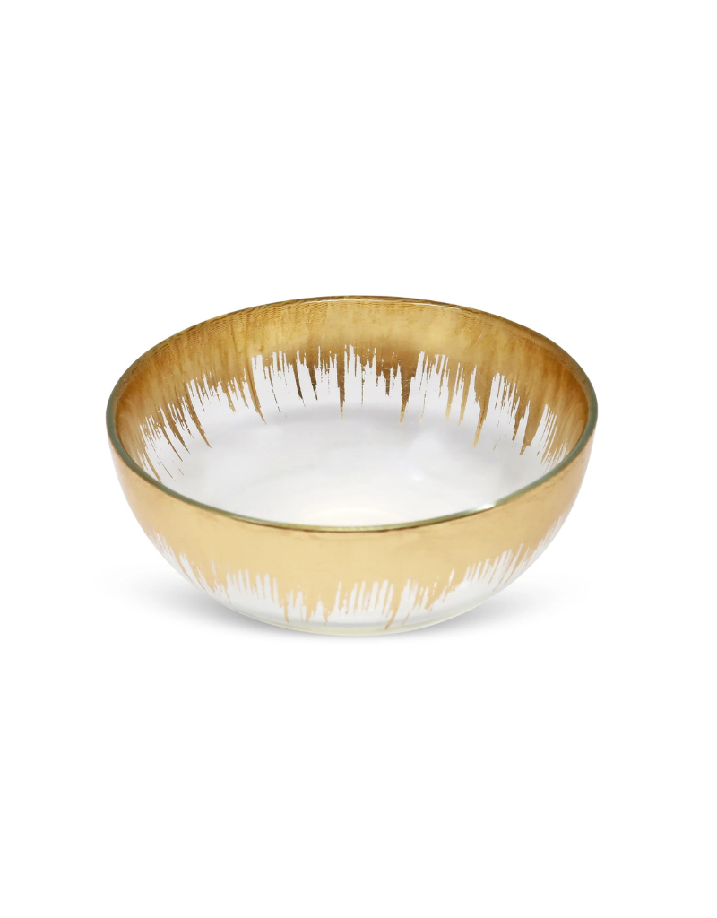 Glass Dessert Bowl with Gold Brushed Rim
