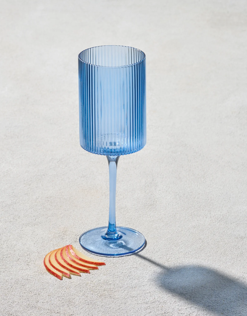 Set of 6 Vikko - Malibu Ribbed Wine Glass / Blue 11 Oz