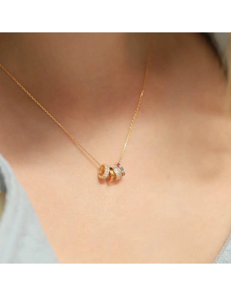Gold Vermeil Necklace with CZ and Rainbow Rondelles
