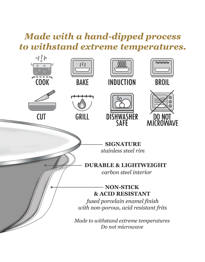 Taupe Swirl Enamelware Swirl Large Saute Pan