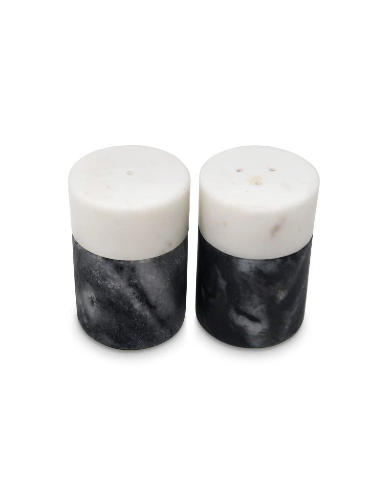 Salt & Pepper Set White and Black Marble