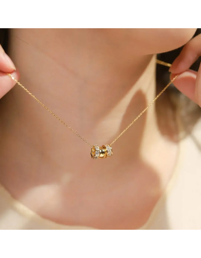 Gold Necklace with Rondelle Charms