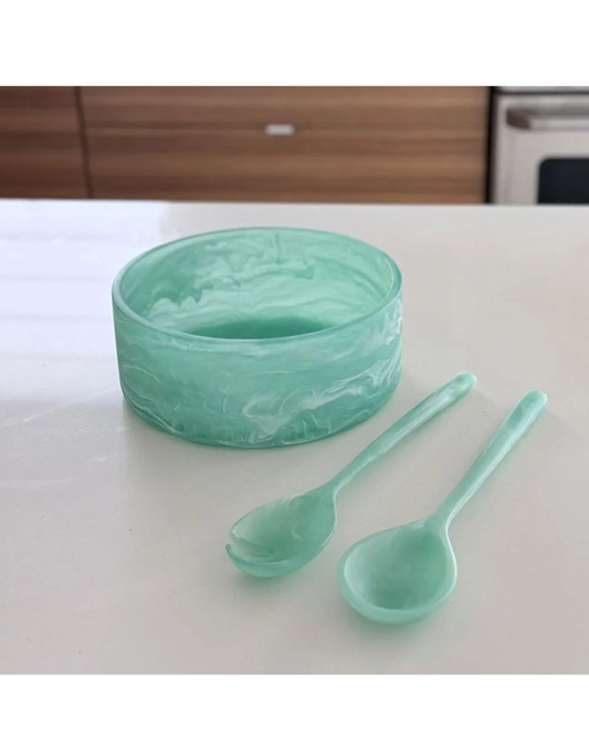 Resin Green Swirl Salad Bowl