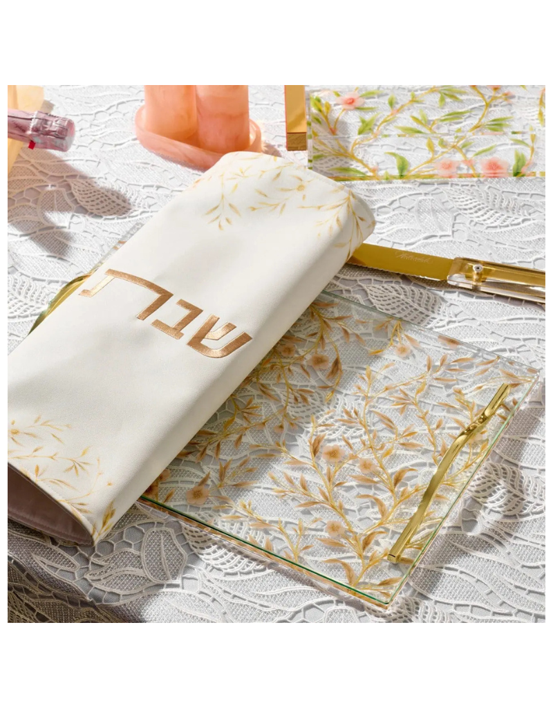 Floral Bird Leather Challah Cover