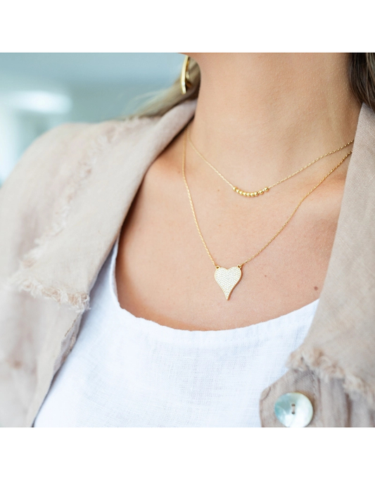 Pave Heart Gold Necklace