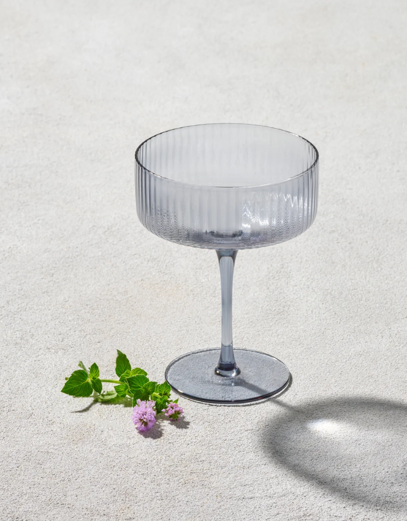 Vikko Smoke Malibu Ribbed Coupe Champagne Glasses