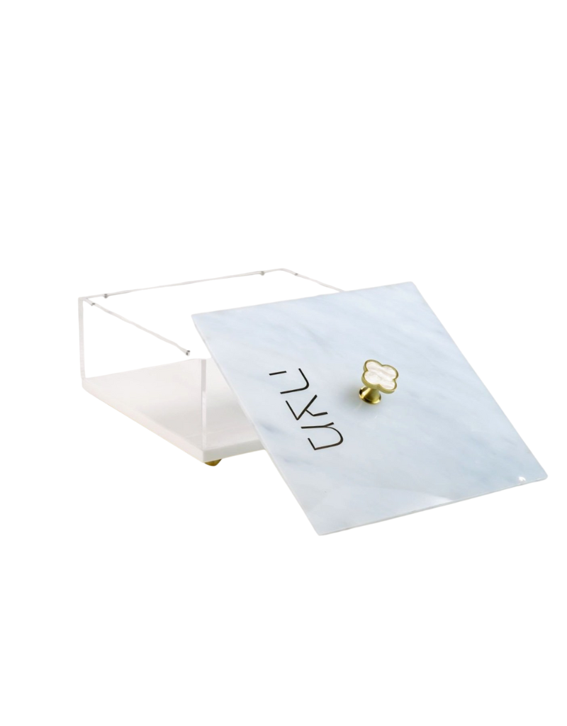 Square Acrylic White Matzah Box (Options)