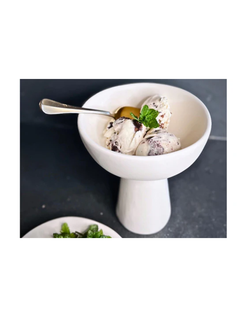 6" Footed Bowl - Charcoal & Matte White Duo