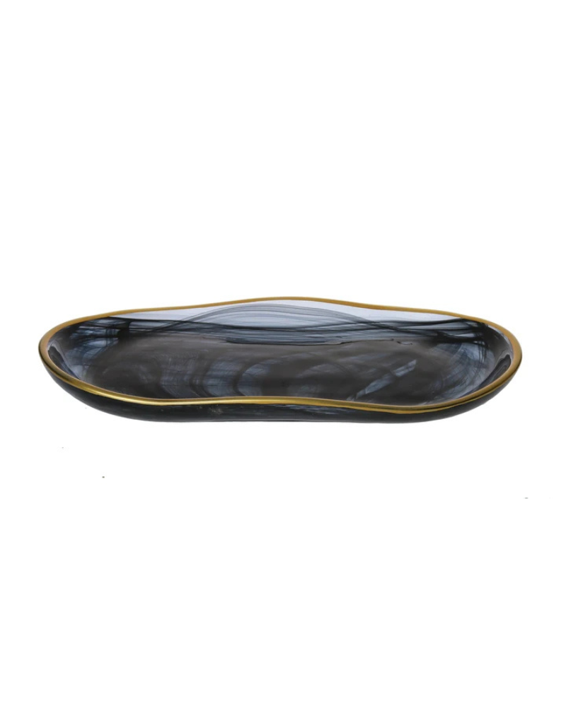 Black Alabaster Oval Tray