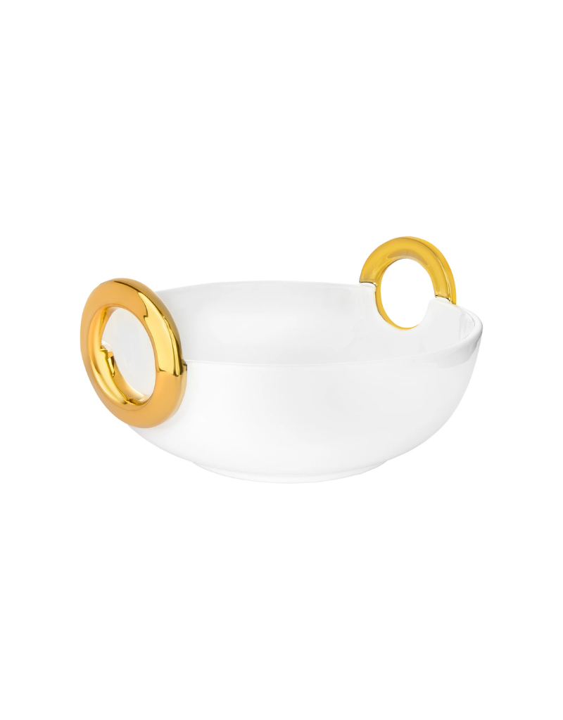 Ceramic Bowl with Gold Loop Handle