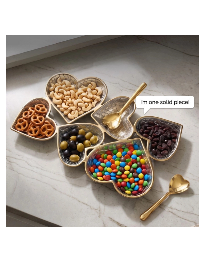 Heart Cluster with 2 Gold Heart Spoons