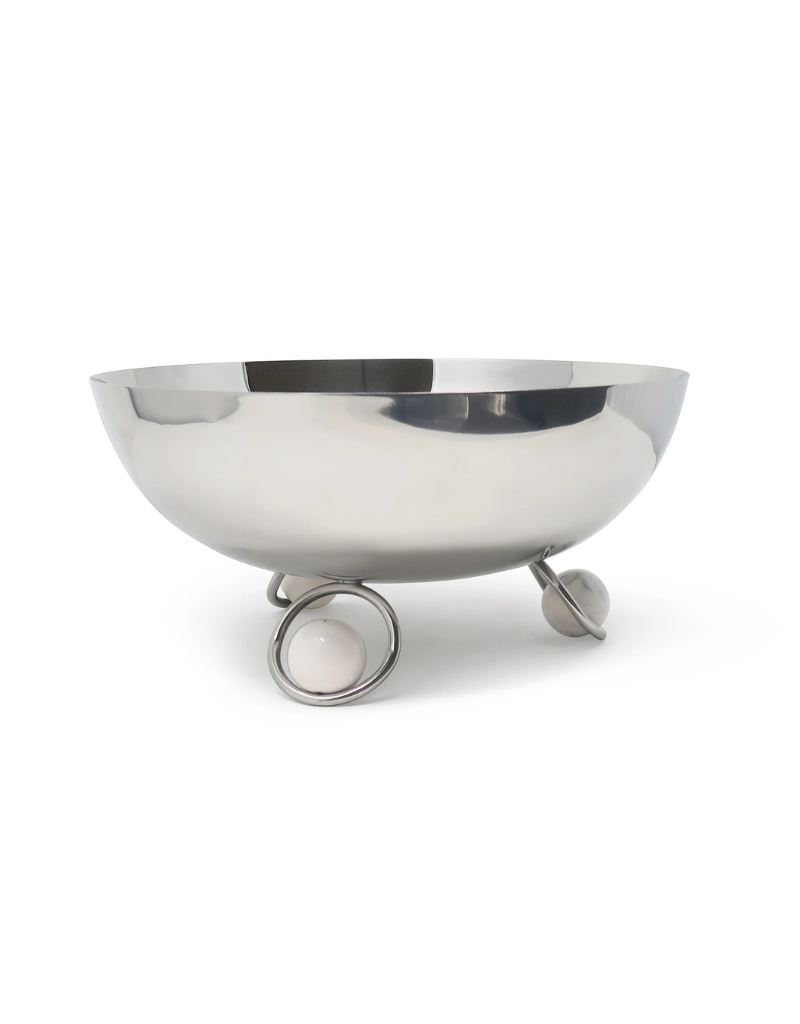Large Salad Bowl with Marble Ball Legs