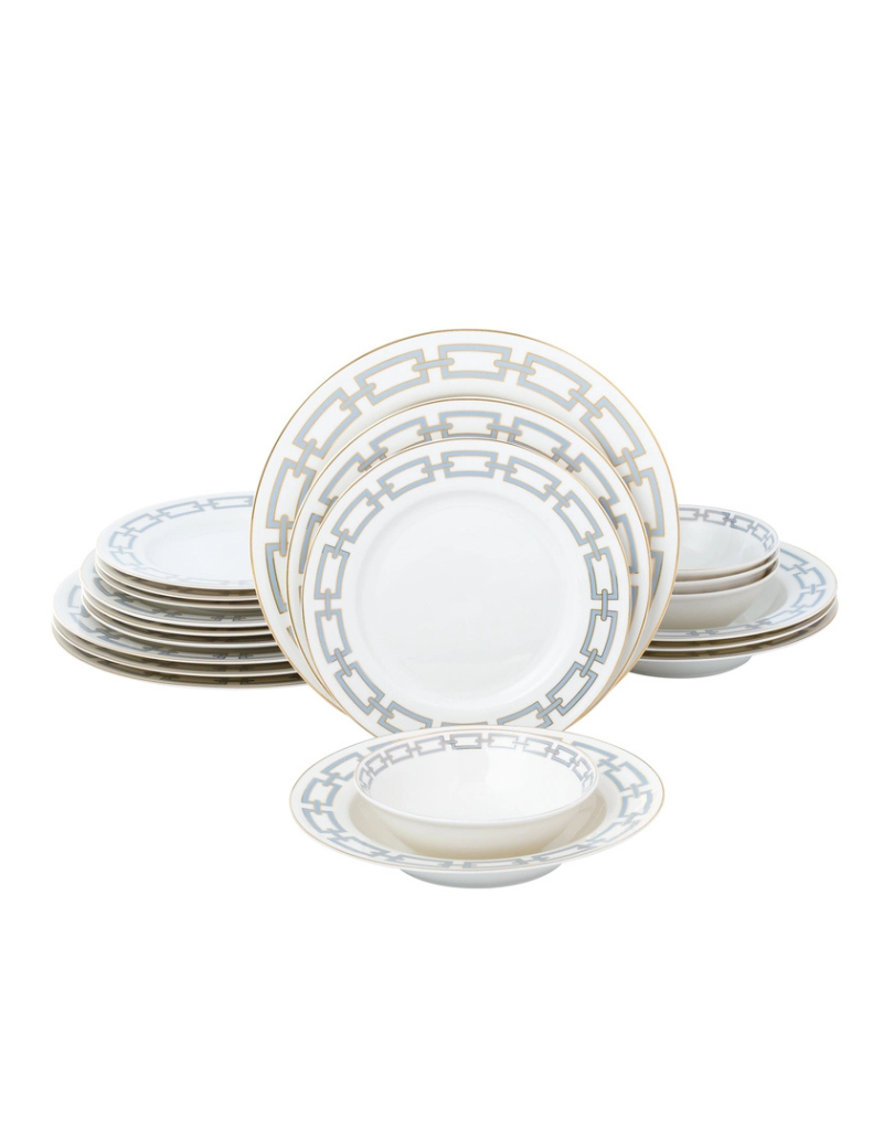 Abbey Light Blue 20pc Bone China Dinnerware Set