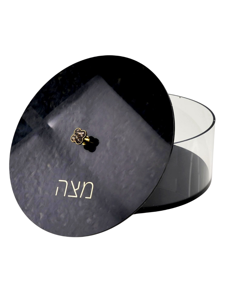 Round Acrylic Black Matzah Box (Options)