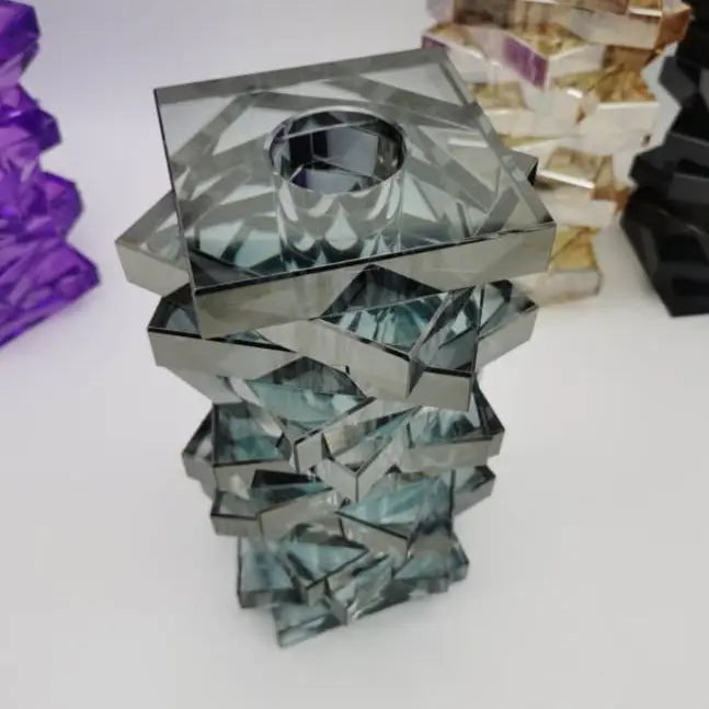 Crystal Jenga Vase - Smoke