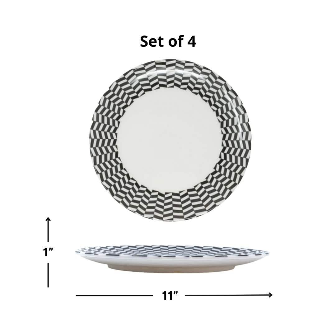 Elizabeth Sutton Collection: Black & White Chevron Dinner Plate Set