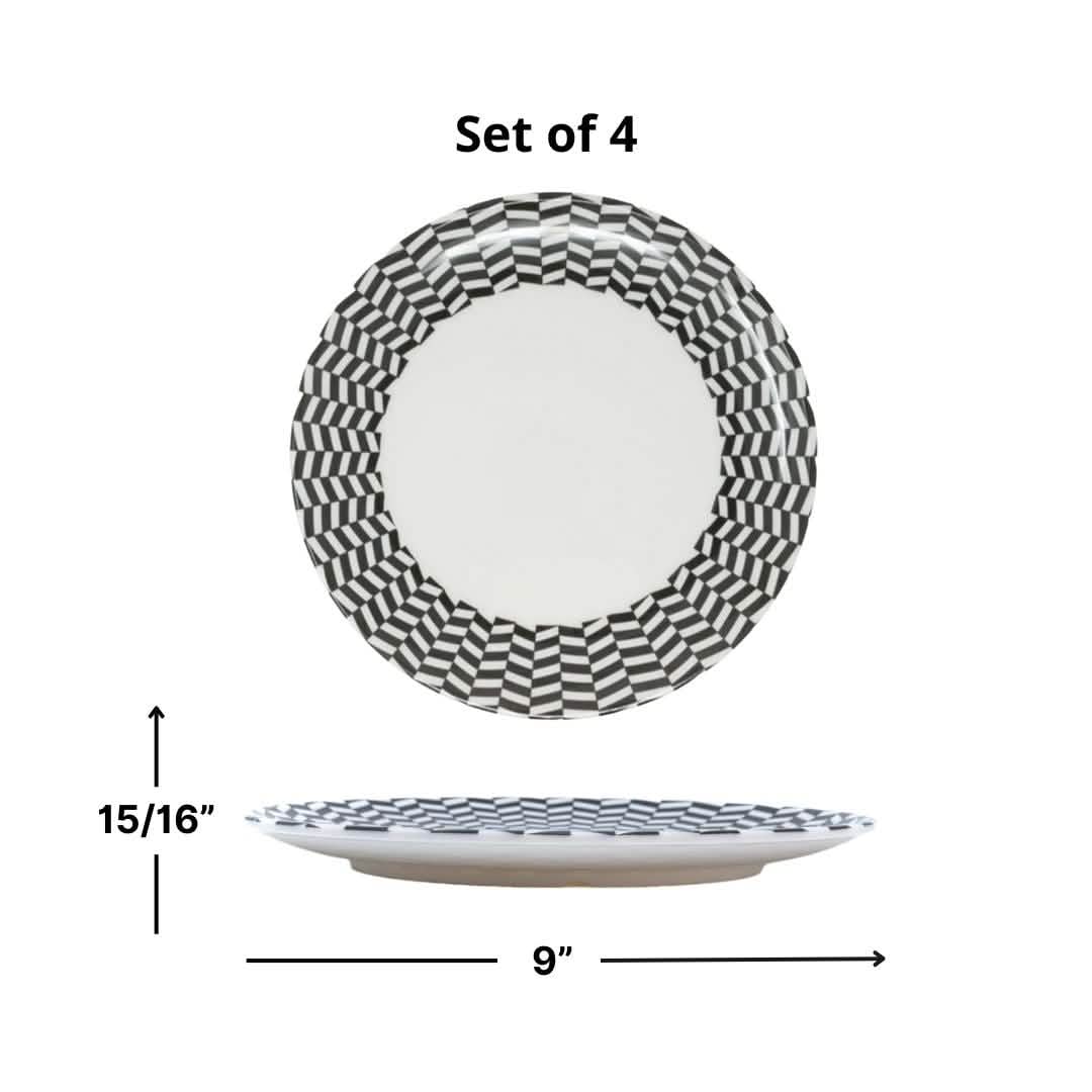 Elizabeth Sutton Collection: Black & White Chevron Salad Plate Set