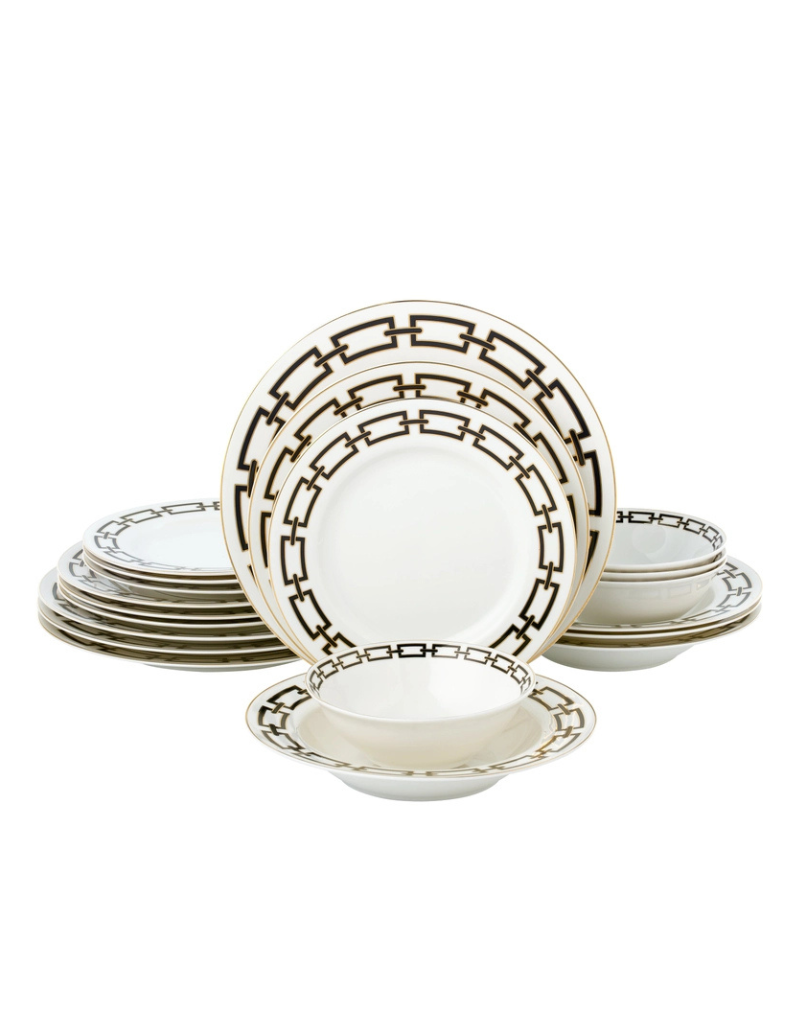 Abbey Black 20 Pc Bone China Dinnerware Set