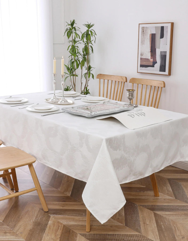 Jacquard White Chenille Circle Tablecloth #1383
