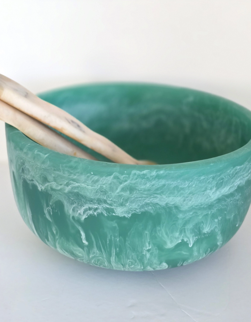 Large Hand Poured Resin Salad Serving Bowl & Server