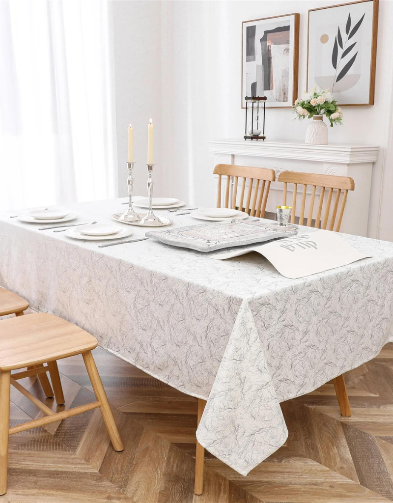 Velvet Silver Branch Print Tablecloth #1411
