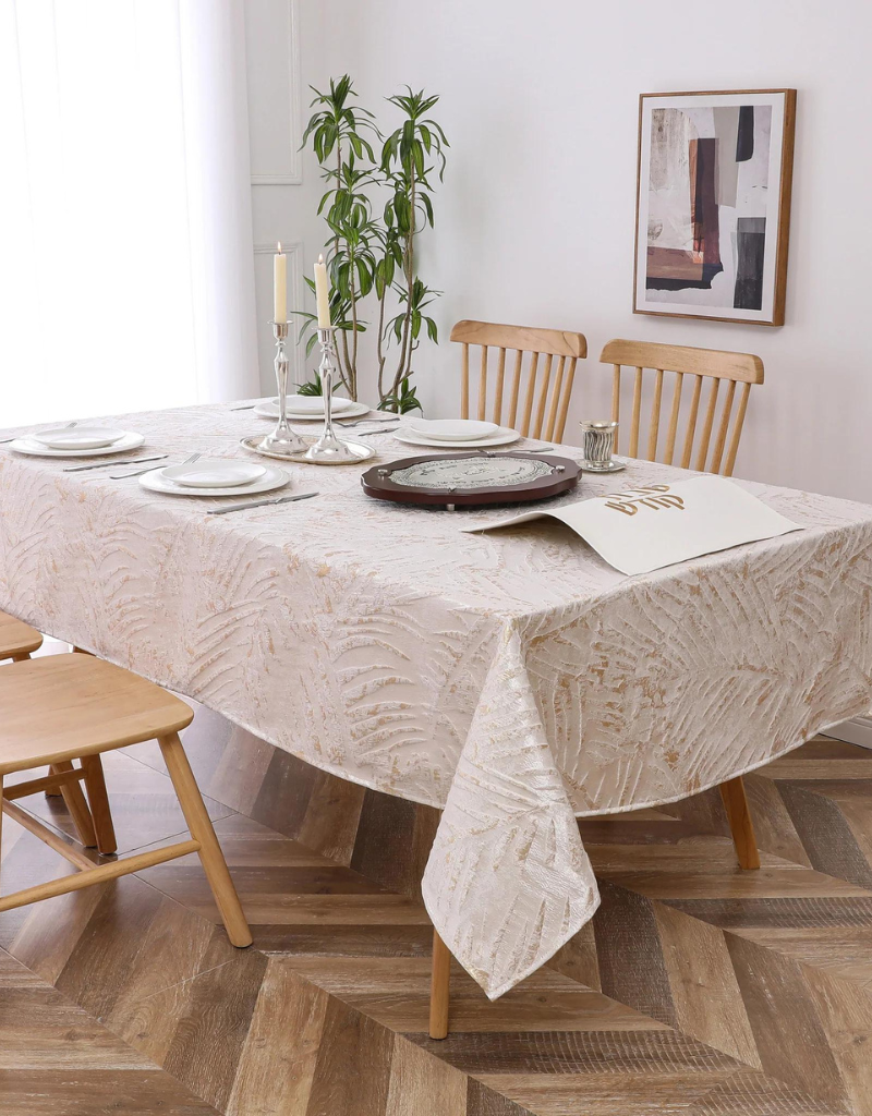 Jacquard Gold Leaves Tablecloth #1382