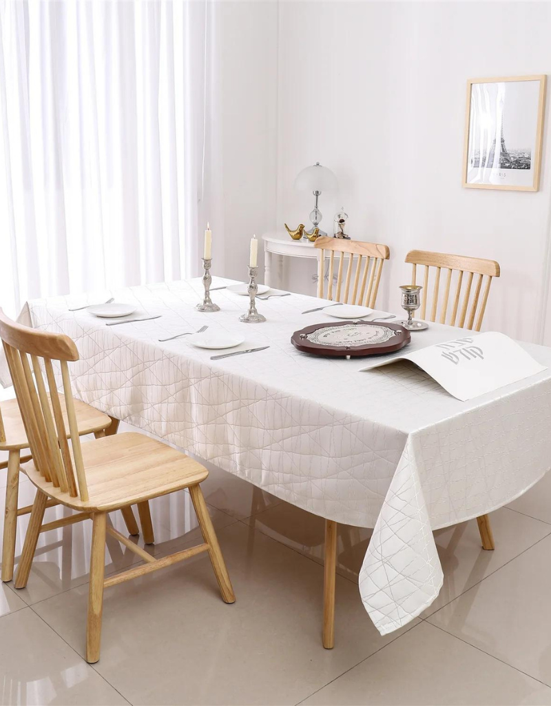 Jacquard White & Gold Rays Tablecloth #1334