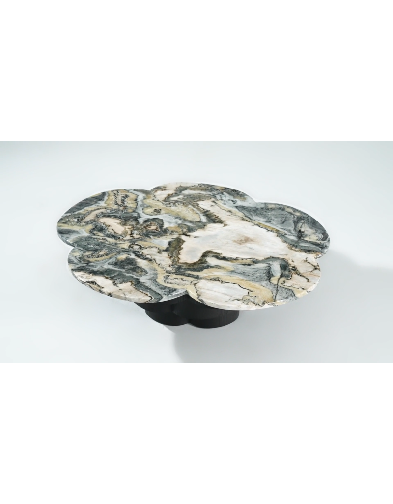 Van Gogh Marble Top Coffee Table with Black Oak Base