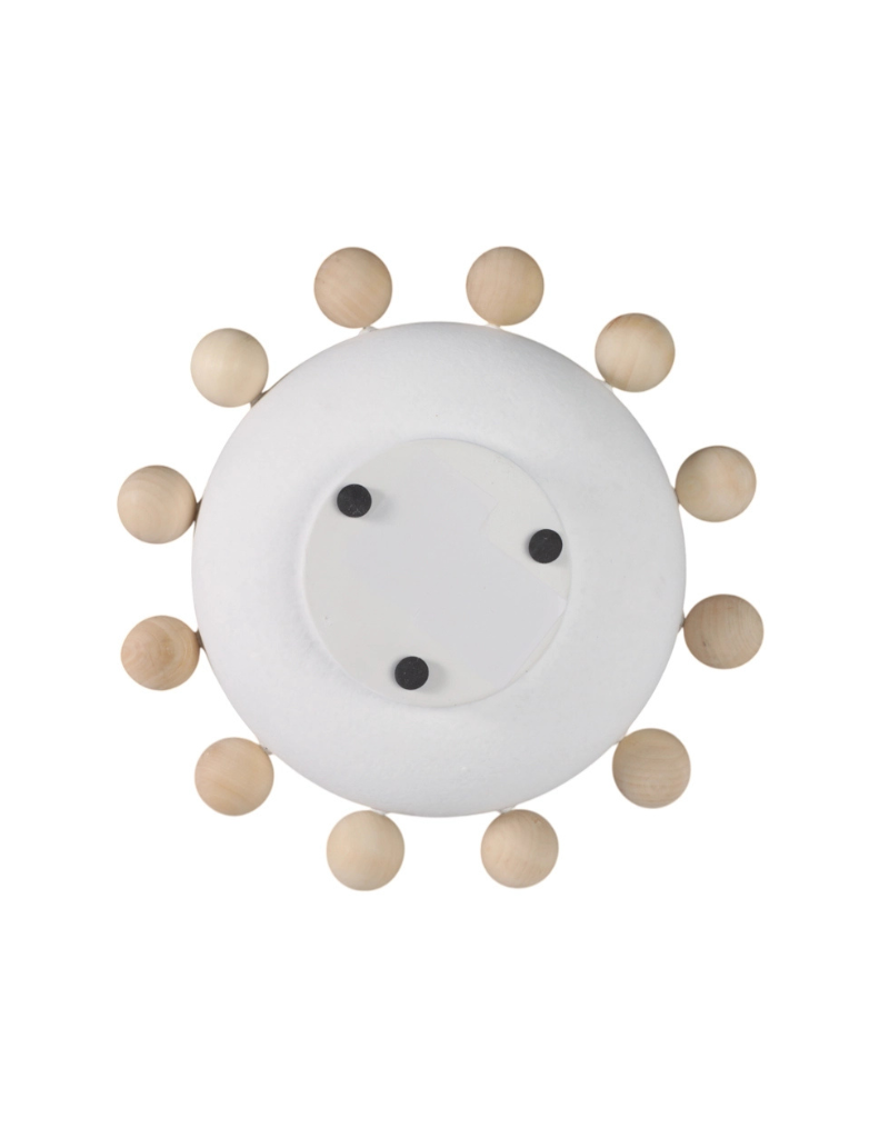 Decorative White Round Bowl with Wood Knobs
