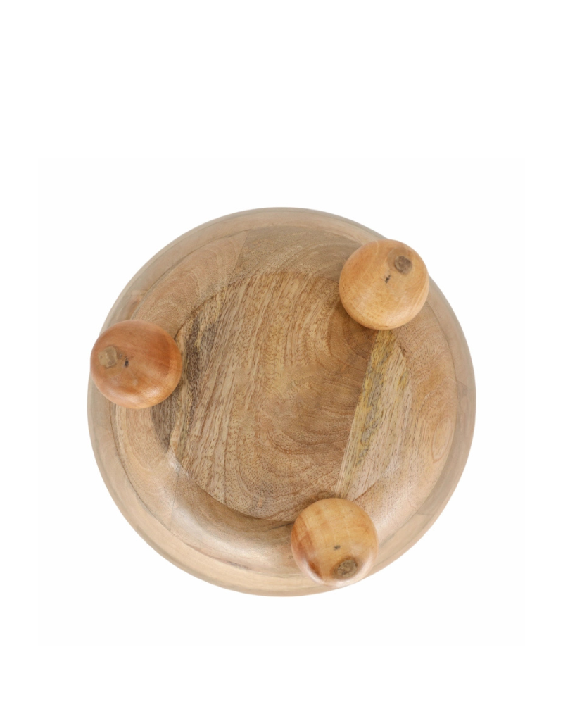 Natural Wood Bowl with Rounded Feet