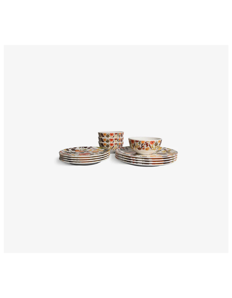 Elizabeth Sutton Collection: Auburn Bouquet 12pc Melamine Dinnerware Set