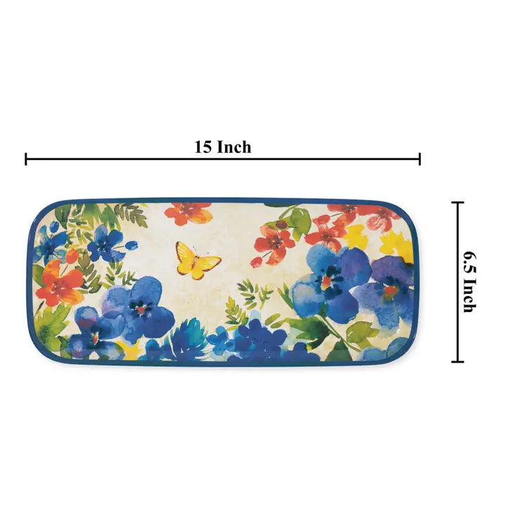 Butterfly Floral Melamine Rectangle Tray