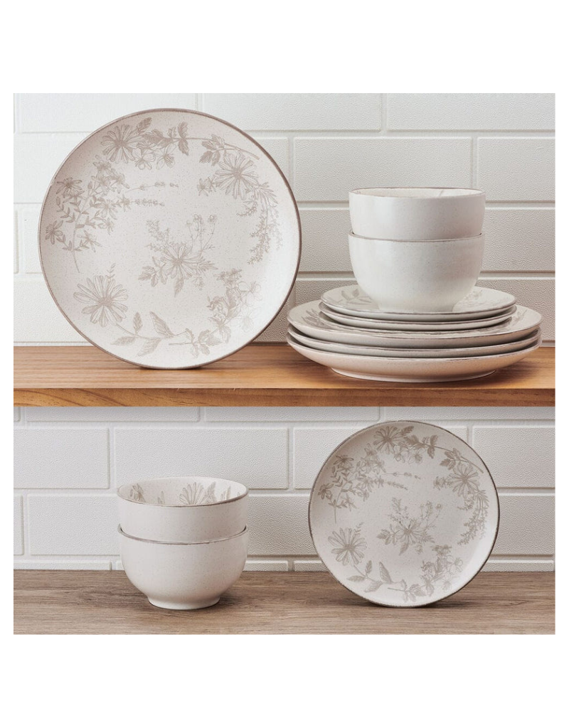 Enchanted Bloom 12pc Stoneware Dinnerware Set
