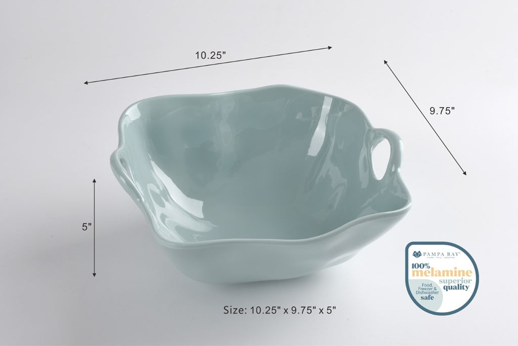 Large Aqua Melamine Bowl With Handles