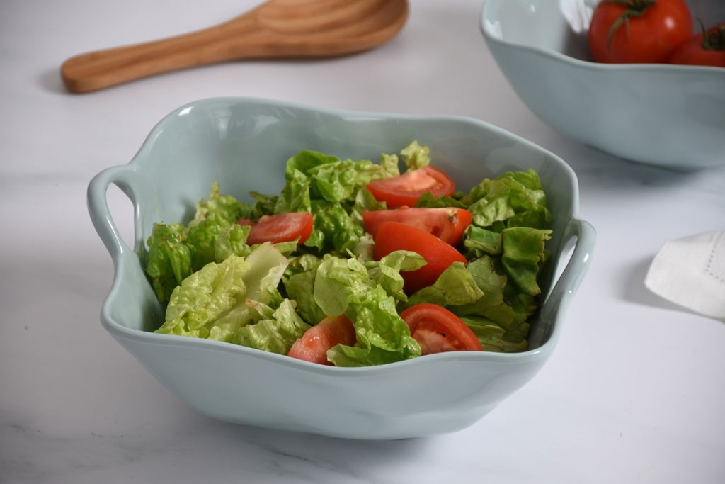 Large Aqua Melamine Bowl With Handles