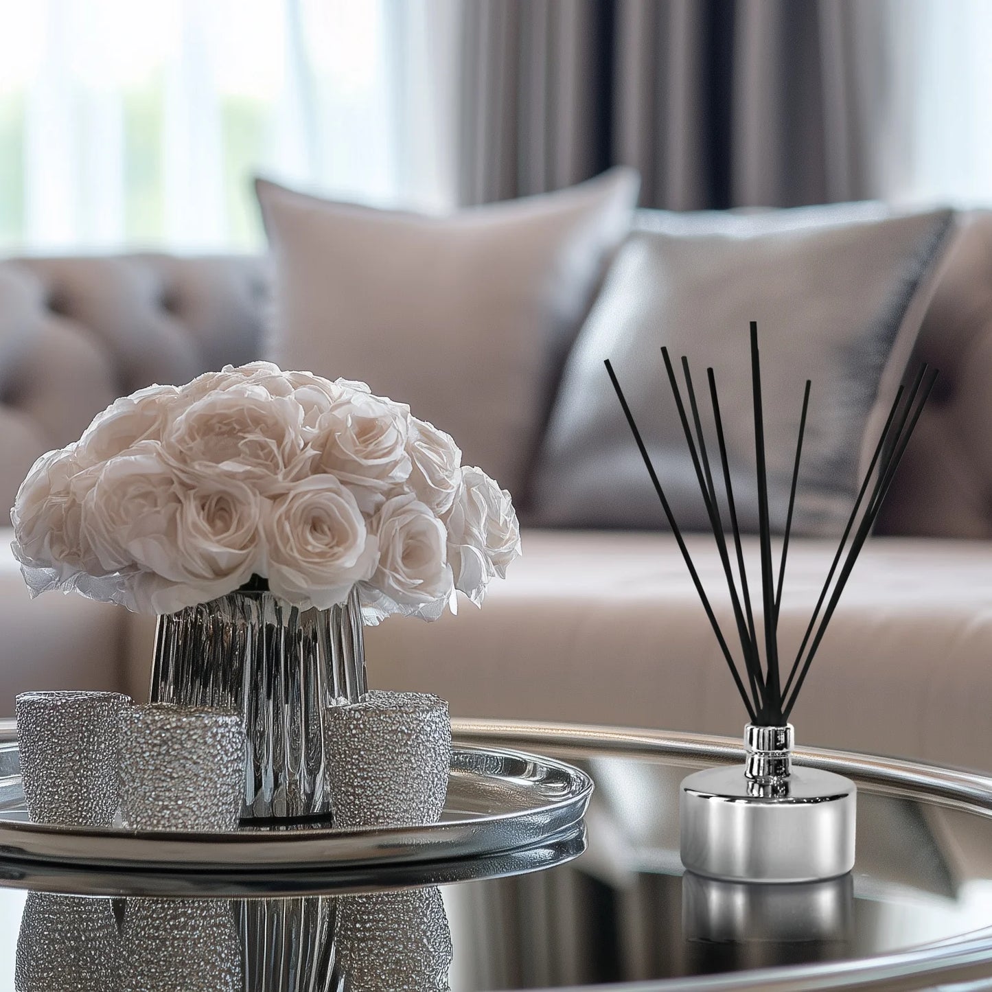 Glistening Silver Reed Diffuser - Santal/One Way