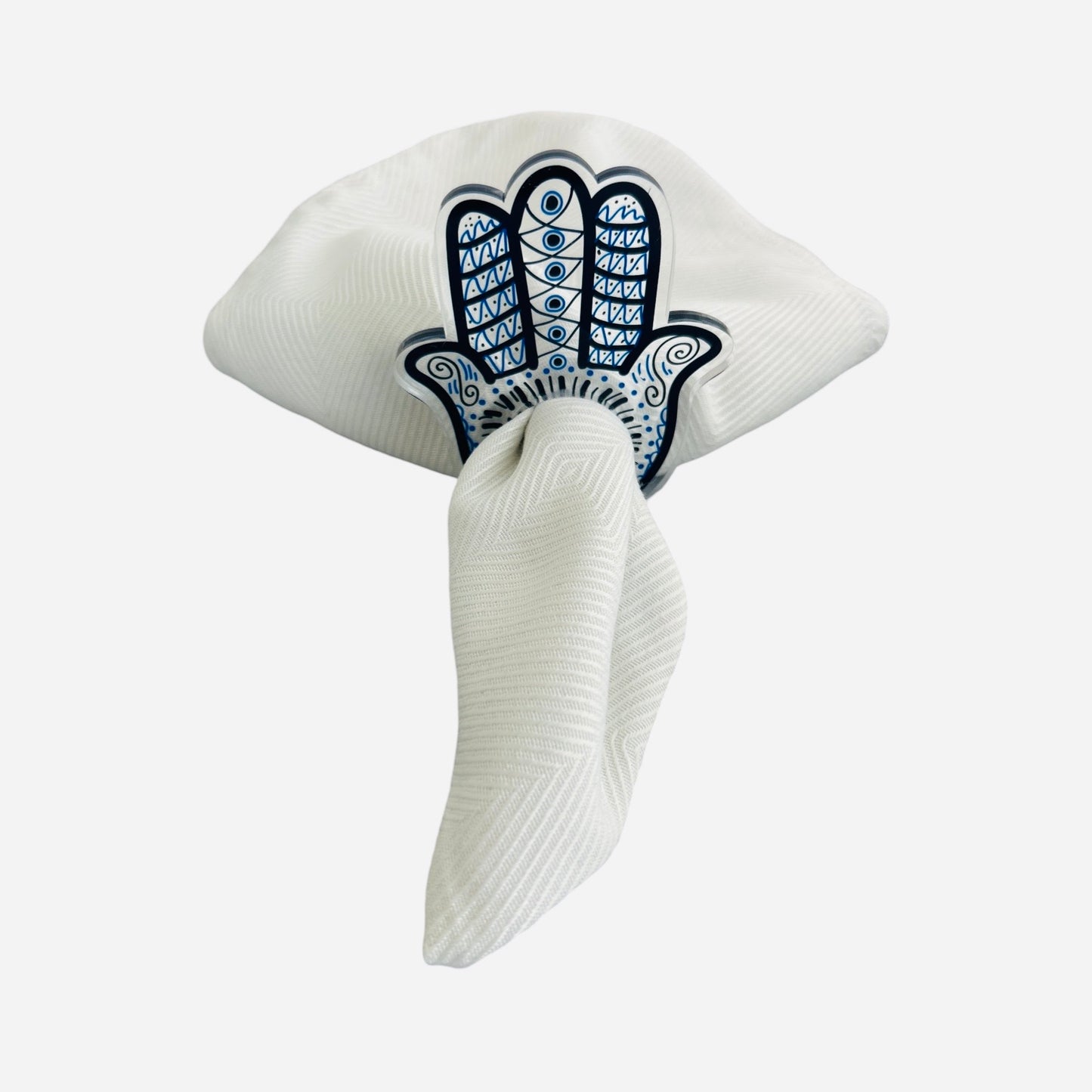 Set of 4 Acrylic Napkin Rings Set - Hamsa