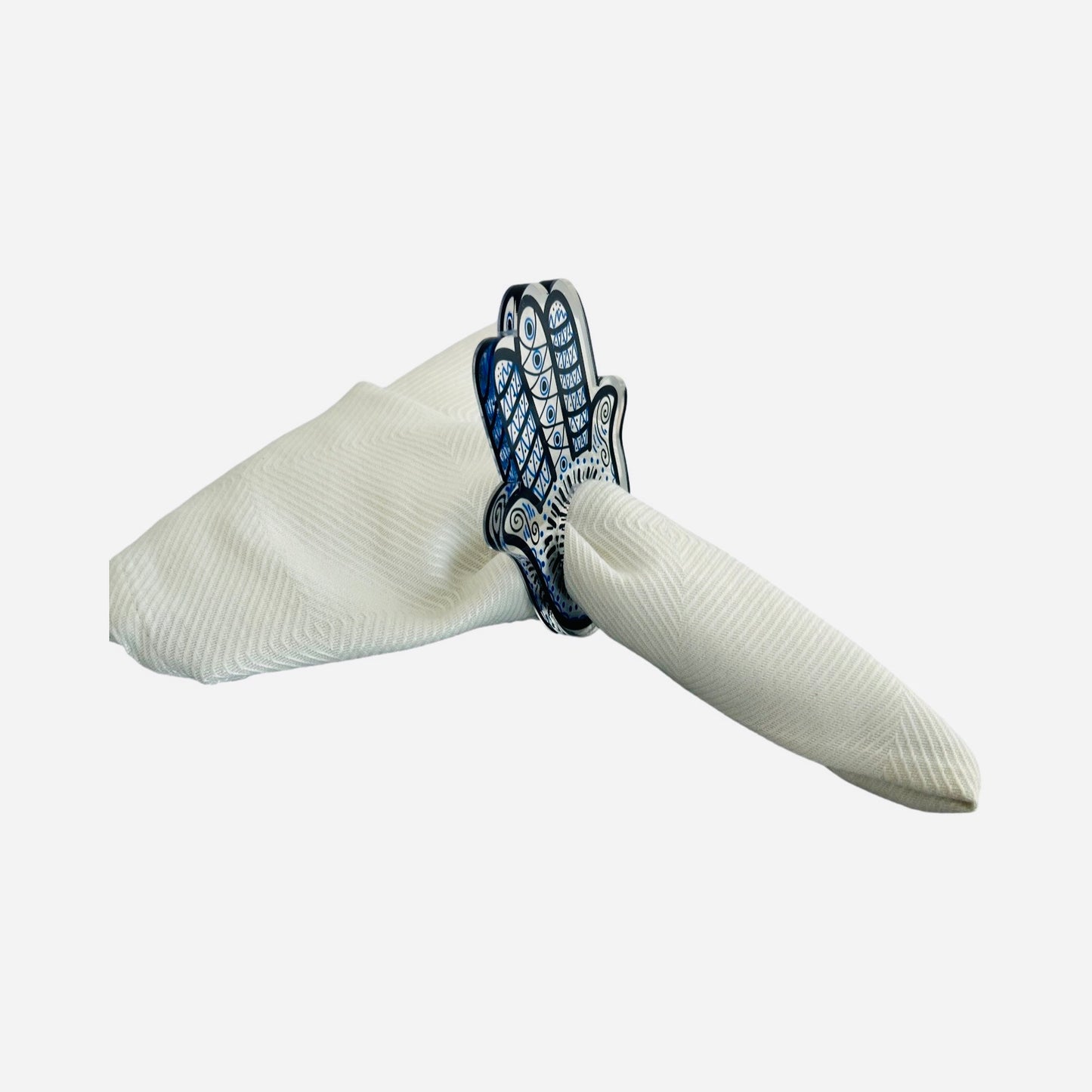 Set of 4 Acrylic Napkin Rings Set - Hamsa