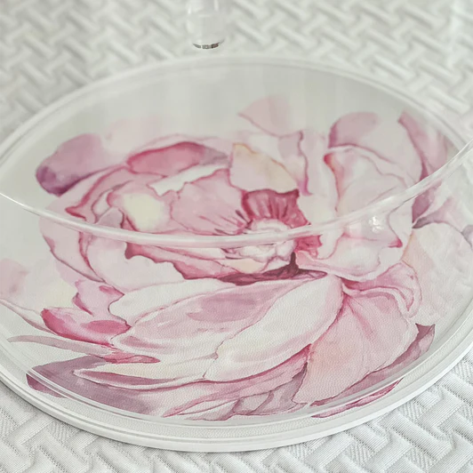 Lucite Floral Leatherette Design Cake Dome